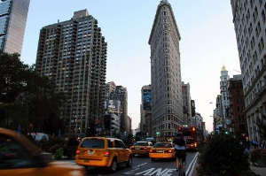 The iconic Flatiron Building in New York City.