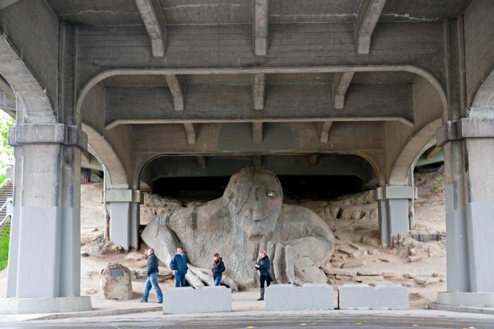 The Fremont Troll or the Troll Under the Bridge in Seattle