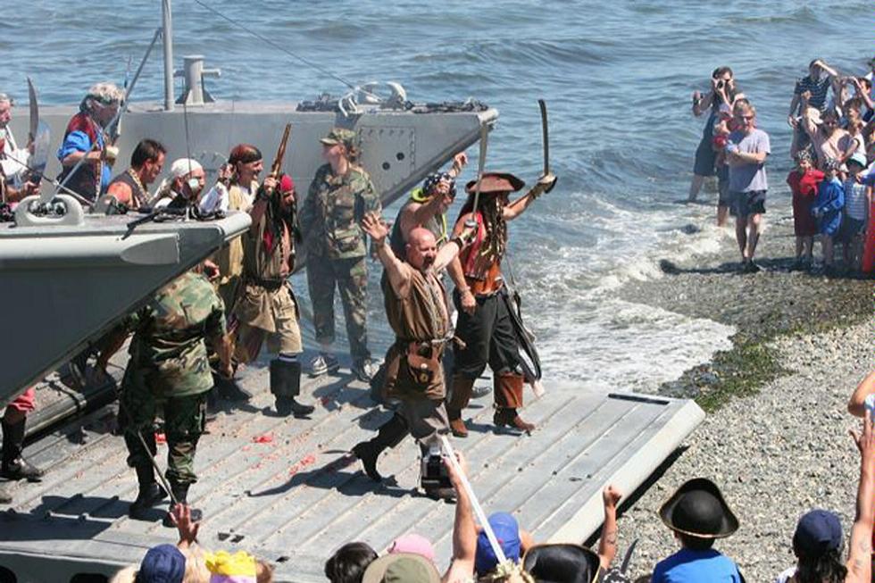 The Landing of the Pirates at Alki Beach in Seattle