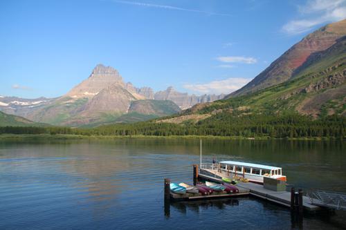 Dock overlooking the harbor, Glacier National Park, Montana