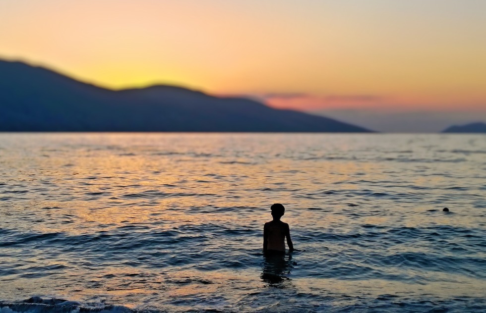 Sunset over the Adriatic Sea in Albania