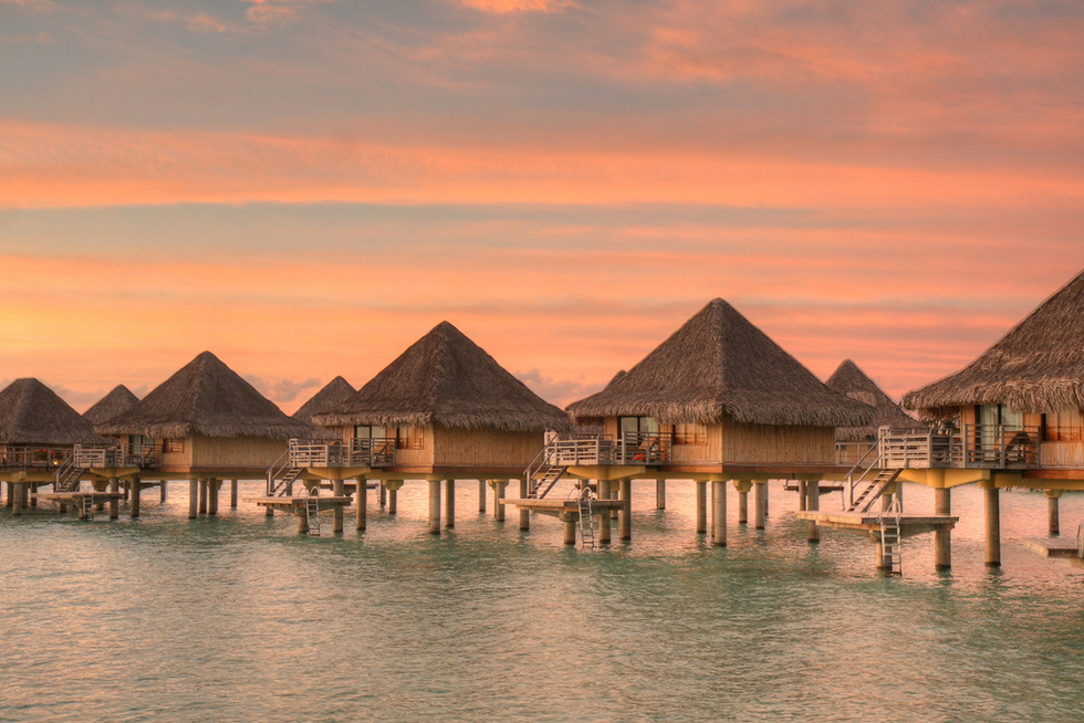 overwater bungalows, bora bora, french polynesia