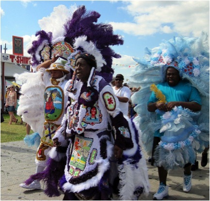 Dressed up members of Jazz Fest