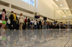 People in line at Hartsfield-Jackson Atlanta International Airport