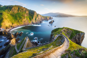 The famed stairs in San Juan de Gaztelugatxe, Spain