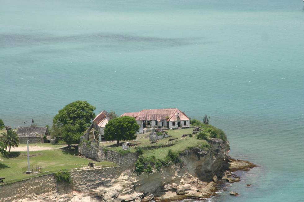 Ruins of an 18th-century fort next to Fort James beach in Antigua.